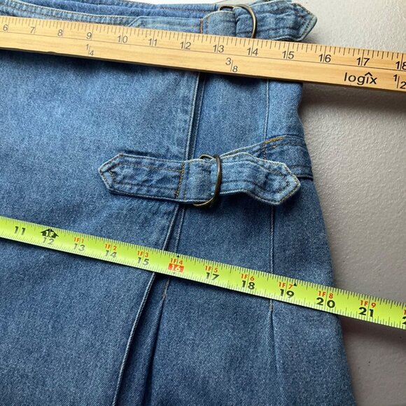 VTG Y2K My Weekend Clothes Pleated Mini Denim Wrap Skirt Buckle Grunge - Picture 10 of 12